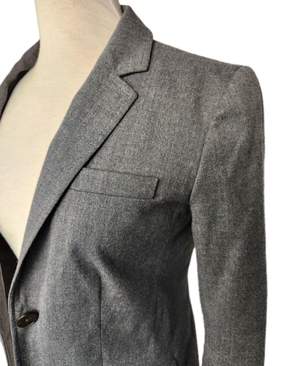 Gap Blazer Womens 2 Gray Wool Blend Two Button Lined Office Career Jacket Chic